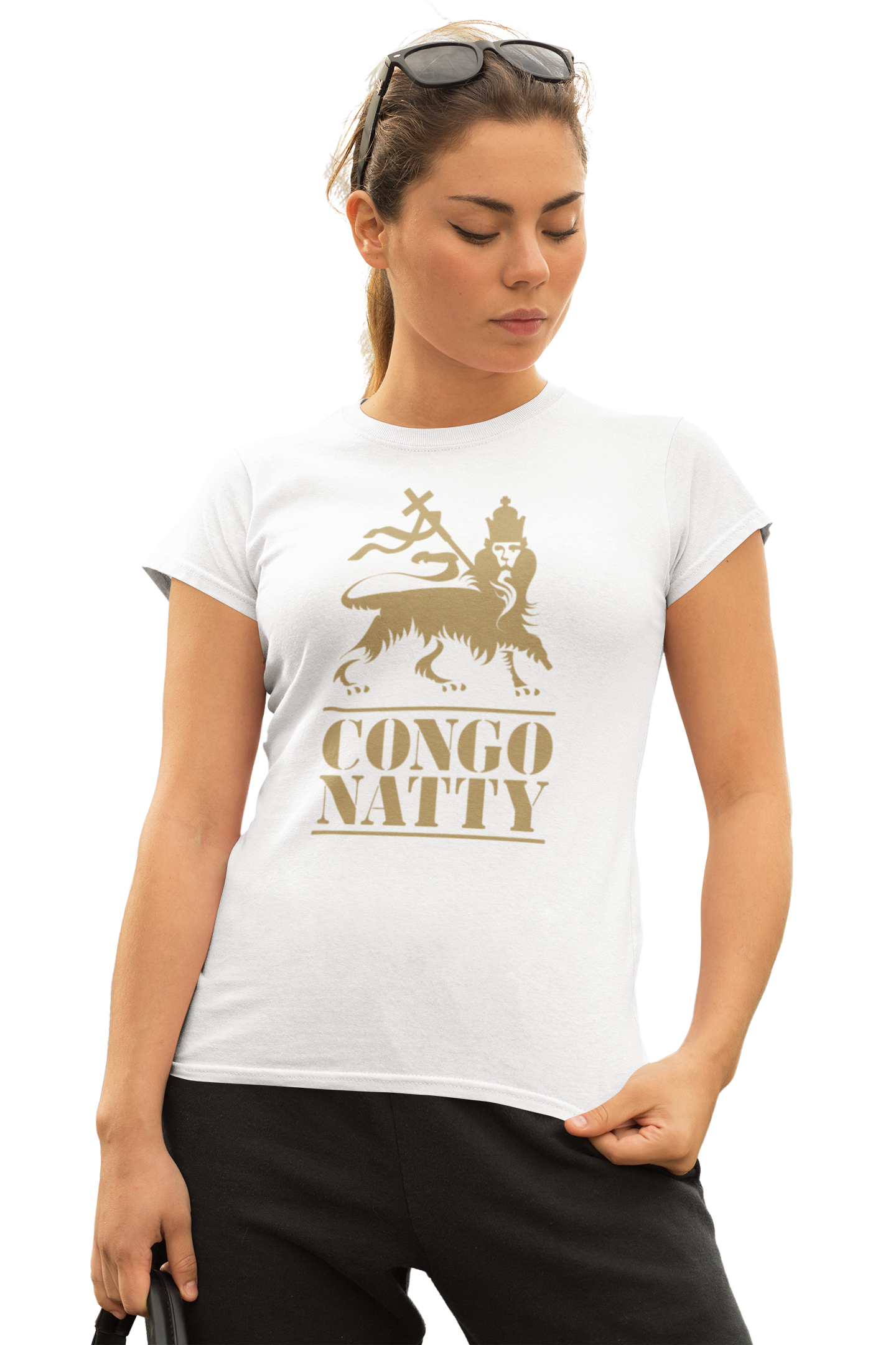 Congo Natty Ladies Cut Gold Print T-Shirt